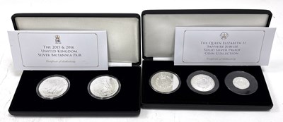 Lot 94 - Jubilee Mint: ERII Sapphire Silver Proof Collection & Silver Britannia Pair