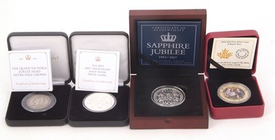 Lot 97 - Jubilee Mint: Silver Proof Laurel, VR Half Crown & Canadian Silver $20 Coin