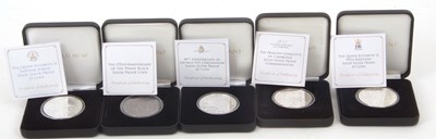 Lot 98 - Jubilee Mint: Group of Five Silver Proof £5 Coins