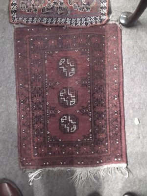 Lot 725 - Two small Middle Eastern red ground prayer...