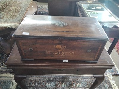 Lot 573A - An antique music box set in a rosewood and...