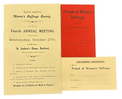 Lot 921 - WOMEN’S SUFFRAGE. Three items, including;...