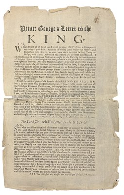 Lot 1112 - BROADSIDE. 1688. Prince George’s Letter to the...