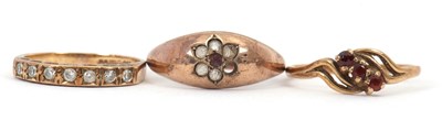 Lot 145 - Three rings: to include a 9ct three stone...