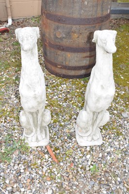 Lot 13 - Pair of composite seated whippets, height...