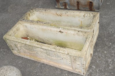 Lot 41 - Pair of stone garden planters, length 74cm,...
