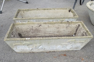 Lot 47 - Pair of composite planting troughs, 80cm long,...