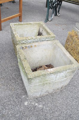 Lot 52 - Pair of composite garden planters, 40 x 40cm,...