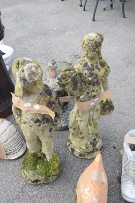 Lot 69 - Pair of composite garden stone statues, height...