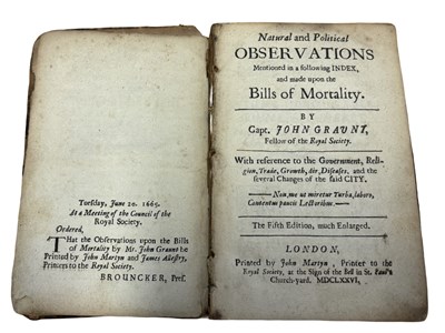Lot 704 - JOHN GRAUNT: NATURAL AND POLITICAL...