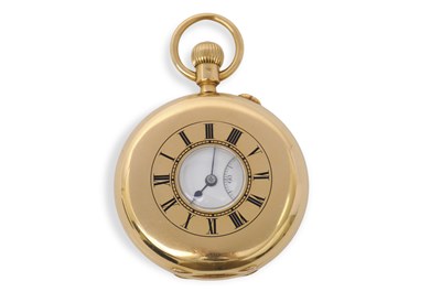 Lot 348 - An 18ct gold half Hunter pocket watch,...