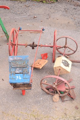 Lot 74 - Vintage seeder etc