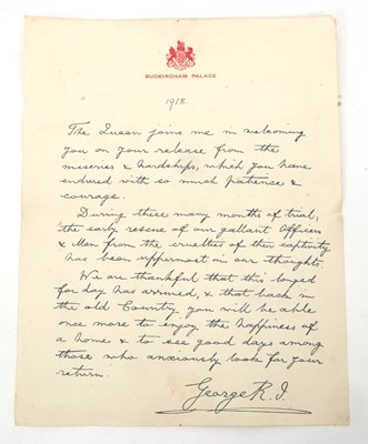 Lot 50 - Geo V Letter to Repatriated POWs 1918