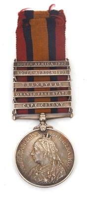 Lot 52 - Boer War QSA Medal 5 Clasps: Pte Cocksedge Suffolk Regiment