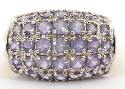 Lot 107 - A 9ct tanzanite ring, set with five rows of...