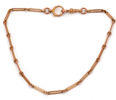 Lot 203 - A trombone link watch chain, with clasp...