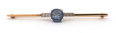 Lot 152 - A spinel bar brooch, the cushion cut spinel,...