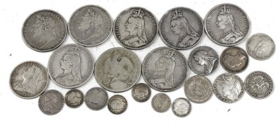 Lot 122 - Georgian/Victorian Silver Coinage; Crowns, Half Crowns, Shillings Etc