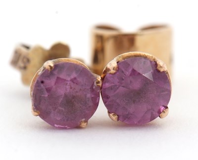 Lot 167 - A pair of synthetic colour change sapphires,...