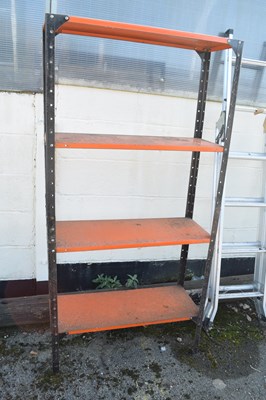Lot 131 - Metal garage shelving, height 165cm, width...
