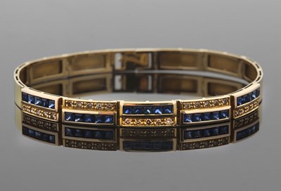 Lot 399 - A sapphire and diamond bracelet, with...