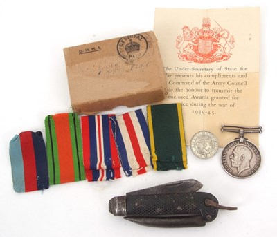 Lot 54 - Military Issue Penknife, 1940, Geo V 1914/18 Medal
