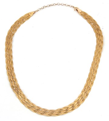 Lot 150 - A 9ct necklace, the plaited necklace, 10mm...