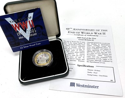 Lot 131 - Westminster Mint: £2 Silver Proof Coin 60th Anniversary End of WWII