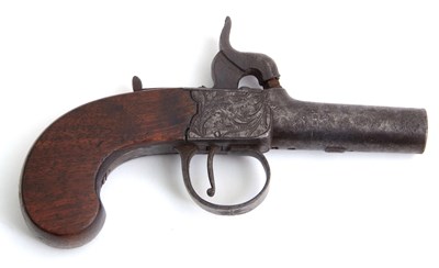 Lot 26 - A percussion pocket pistol c1840, the lock...