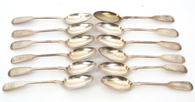 Lot 23 - A set of twelve Victorian fiddle pattern...