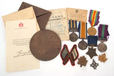 Lot 66 - Egypt Medal 1882 w/Tel -EL-Kebir Clasp & Khedive Star With WW1 Group of Three