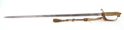 Lot 1 - A Naval sword the blade elaborately engraved,...