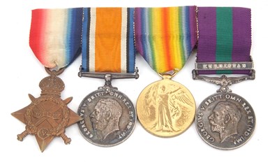 Lot 73 - Group of Four: WW1 Trio and Geo V GSM with Kurdistan Clasp