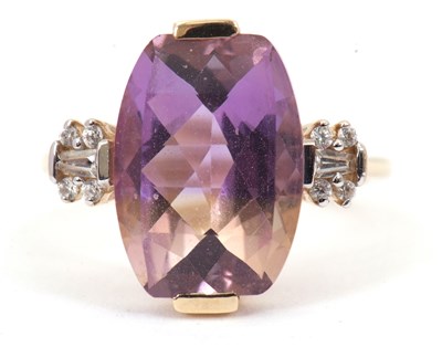 Lot 91 - A 9ct ametrine and white stone ring, the fancy...