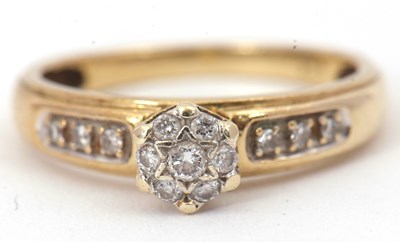 Lot 45 - A 9ct diamond ring, with central cluster of...