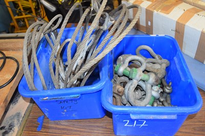 Lot 217 - Two boxes containing a quantity of steel wire,...