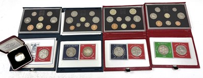 Lot 147 - Royal Mint Decimal Coin Proof Sets 1986,89,90,92 and Alderney Two Pound Coins