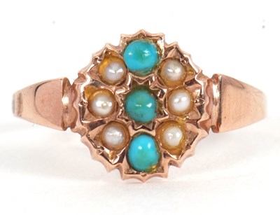 Lot 109 - A late Victorian 9ct turquoise and seed pearl...