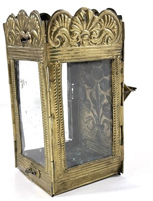 Lot 330 - 18th Century Brass Folding or Travelling Lantern Probably German (Nurnberg)