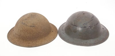 Lot 81 - Two British Brodie WW2 Combat Helmets