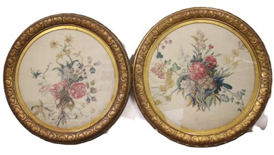 Lot 123 - Two 19th century silkwork pictures, both...