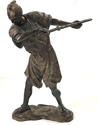 Lot 214 - A bronzed figure of a Samurai Warrior with...