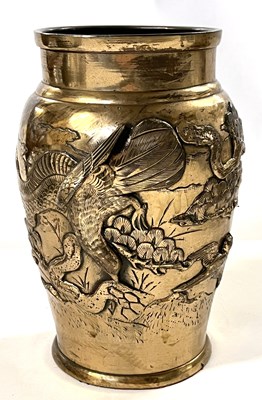 Lot 218 - A Japanese brass vase late Meiji period,...