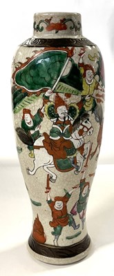 Lot 228 - A Chinese crackle ware vase with polychrome...