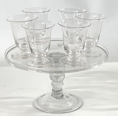 Lot 233 - Group of six small glasses or custard cups on...