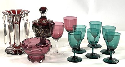 Lot 236 - Quantity of coloured glass wares including a...