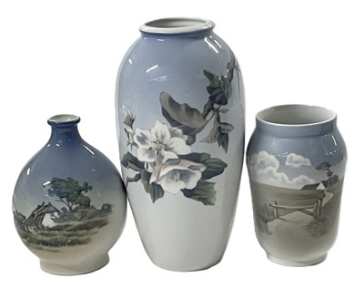 Lot 247 - A group of three Royal Copenhagen vases, one...