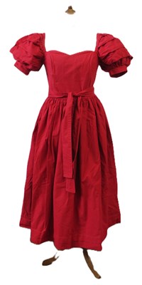 Lot 17 - Two Laura Ashley 1980's red cotton dresses,...