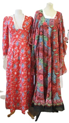 Lot 14 - Two 1970's dresses: to include an angel wing...