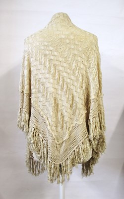 Lot 111 - A silk shawl, approx. 92 x 92cm + fringe